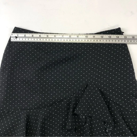 Club Monaco black Swiss dot jacquard ruffle lined mini skirt Size 4 - Picture 9 of 9